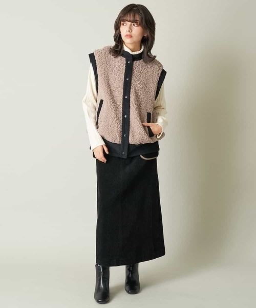 A de a.v.v（アードアー・ヴェ・ヴェ）の「（2WAY仕様）キルティング切替フェイクボアブルゾン（ブルゾン・レディース・ブラック/モカ・38/36）」の6枚目の写真