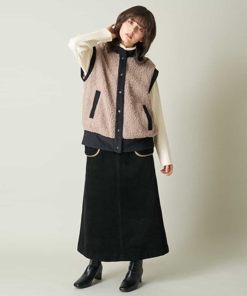 A de a.v.v（アードアー・ヴェ・ヴェ）の「（2WAY仕様）キルティング切替フェイクボアブルゾン（ブルゾン・レディース・ブラック/モカ・38/36）」の7枚目の写真