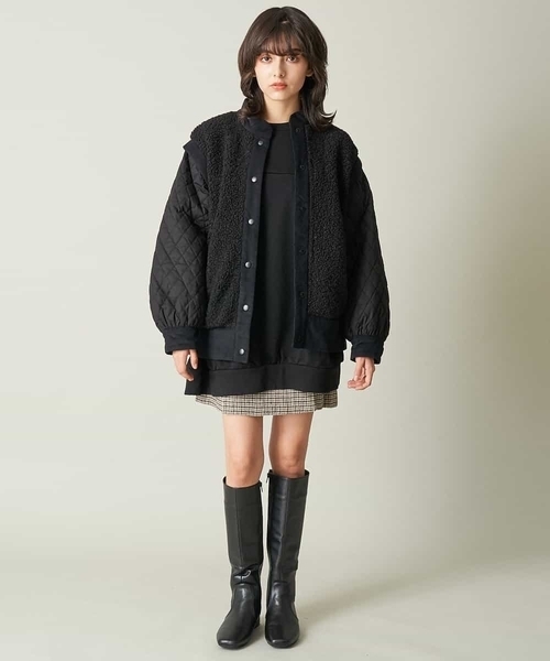 A de a.v.v（アードアー・ヴェ・ヴェ）の「（2WAY仕様）キルティング切替フェイクボアブルゾン（ブルゾン・レディース・ブラック/モカ・38/36）」の8枚目の写真