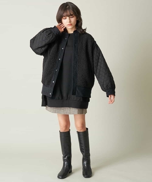 A de a.v.v（アードアー・ヴェ・ヴェ）の「（2WAY仕様）キルティング切替フェイクボアブルゾン（ブルゾン・レディース・ブラック/モカ・38/36）」の9枚目の写真