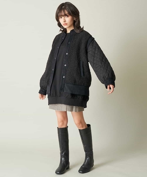 A de a.v.v（アードアー・ヴェ・ヴェ）の「（2WAY仕様）キルティング切替フェイクボアブルゾン（ブルゾン・レディース・ブラック/モカ・38/36）」の10枚目の写真