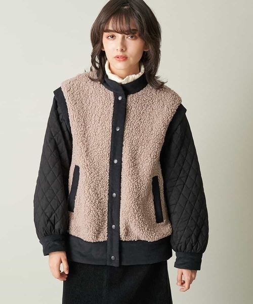 A de a.v.v（アードアー・ヴェ・ヴェ）の「（2WAY仕様）キルティング切替フェイクボアブルゾン（ブルゾン・レディース・ブラック/モカ・38/36）」の11枚目の写真