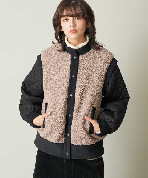 A de a.v.v（アードアー・ヴェ・ヴェ）の「（2WAY仕様）キルティング切替フェイクボアブルゾン（ブルゾン・レディース・ブラック/モカ・38/36）」の12枚目の写真