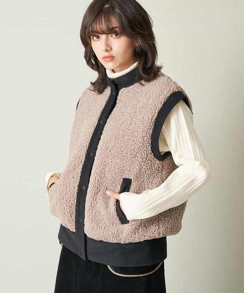 A de a.v.v（アードアー・ヴェ・ヴェ）の「（2WAY仕様）キルティング切替フェイクボアブルゾン（ブルゾン・レディース・ブラック/モカ・38/36）」の13枚目の写真