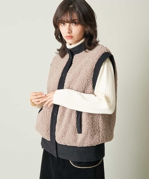 A de a.v.v（アードアー・ヴェ・ヴェ）の「（2WAY仕様）キルティング切替フェイクボアブルゾン（ブルゾン・レディース・ブラック/モカ・38/36）」の14枚目の写真