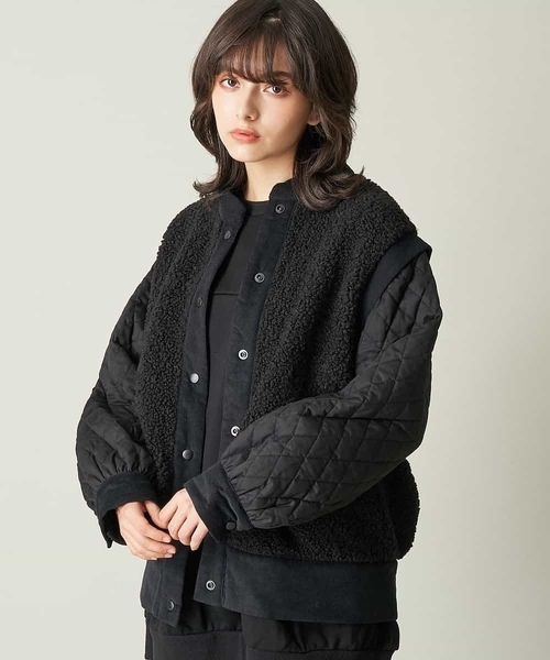 A de a.v.v（アードアー・ヴェ・ヴェ）の「（2WAY仕様）キルティング切替フェイクボアブルゾン（ブルゾン・レディース・ブラック/モカ・38/36）」の16枚目の写真