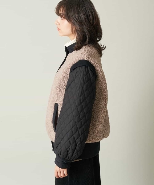 A de a.v.v（アードアー・ヴェ・ヴェ）の「（2WAY仕様）キルティング切替フェイクボアブルゾン（ブルゾン・レディース・ブラック/モカ・38/36）」の17枚目の写真