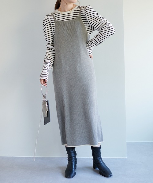 DISCOAT（ディスコート）の「4WAYレイヤードニットワンピース（ワンピース・レディース・グレー/サンドベージュ/グリーン・FREE）」の21枚目の写真