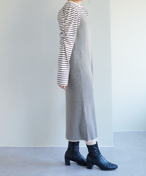 DISCOAT（ディスコート）の「4WAYレイヤードニットワンピース（ワンピース・レディース・グレー/サンドベージュ/グリーン・FREE）」の22枚目の写真