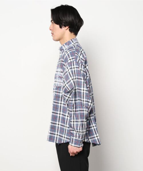 A4A（エーフォーエー）の「A4A/エーフォーエー/2COL check SH/ブリーチチェックシャツ（シャツ/ブラウス・メンズ・ネイビー/ブラウン・FREE）」の3枚目の写真