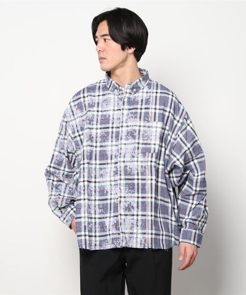 A4A（エーフォーエー）の「A4A/エーフォーエー/2COL check SH/ブリーチチェックシャツ（シャツ/ブラウス・メンズ・ネイビー/ブラウン・FREE）」の8枚目の写真