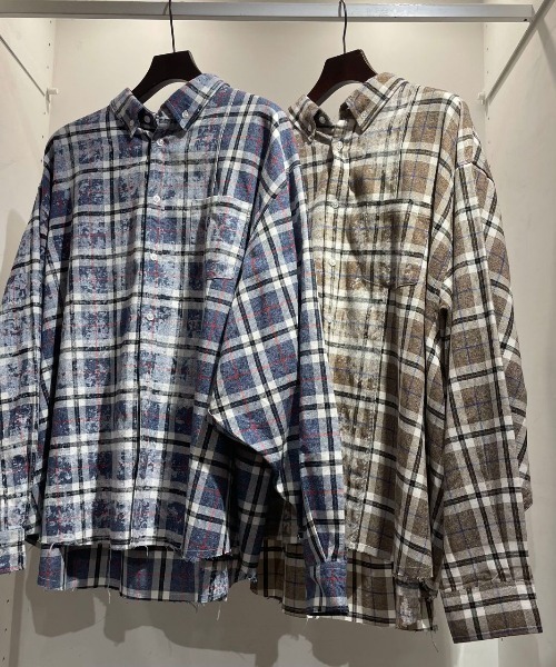 A4A（エーフォーエー）の「A4A/エーフォーエー/2COL check SH/ブリーチチェックシャツ（シャツ/ブラウス・メンズ・ネイビー/ブラウン・FREE）」の7枚目の写真