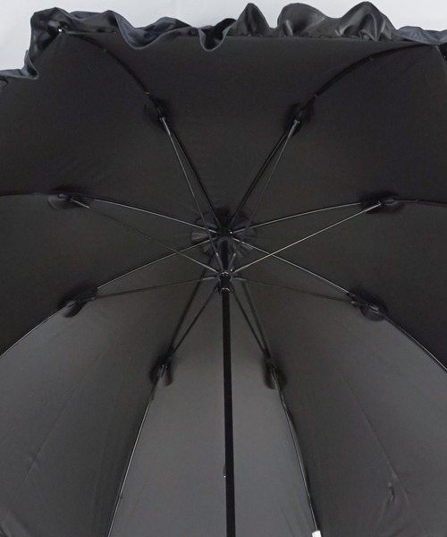 macocca（マコッカ）の「完全遮光 UVカット100% 日傘 晴雨兼用 makez.マケズ 竹手元ショート傘 フリル（長傘・レディース・ピンク/グレイッシュベージュ/ブラック/オフホワイト/ブルー/モカ/アイボリー・FREE）」の16枚目の写真