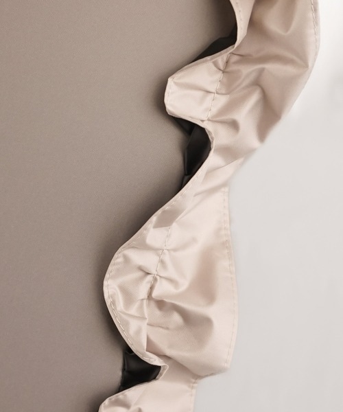 macocca（マコッカ）の「完全遮光 UVカット100% 日傘 晴雨兼用 makez.マケズ 竹手元ショート傘 フリル（長傘・レディース・ピンク/グレイッシュベージュ/ブラック/オフホワイト/ブルー/モカ/アイボリー・FREE）」の21枚目の写真