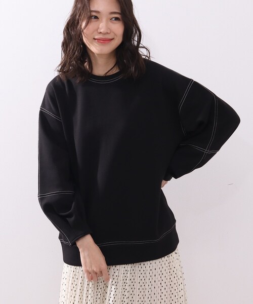 DRESKIP（ドレスキップ）の「◆もちさらダンボ－ル袖タック配色ステッチプルオーバー（Tシャツ/カットソー・レディース・ブラック/オフホワイト/サンドベージュ/レモンイエロー・02/03/04）」の2枚目の写真