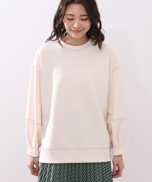 DRESKIP（ドレスキップ）の「◆もちさらダンボ－ル袖タック配色ステッチプルオーバー（Tシャツ/カットソー・レディース・ブラック/オフホワイト/サンドベージュ/レモンイエロー・02/03/04）」の5枚目の写真