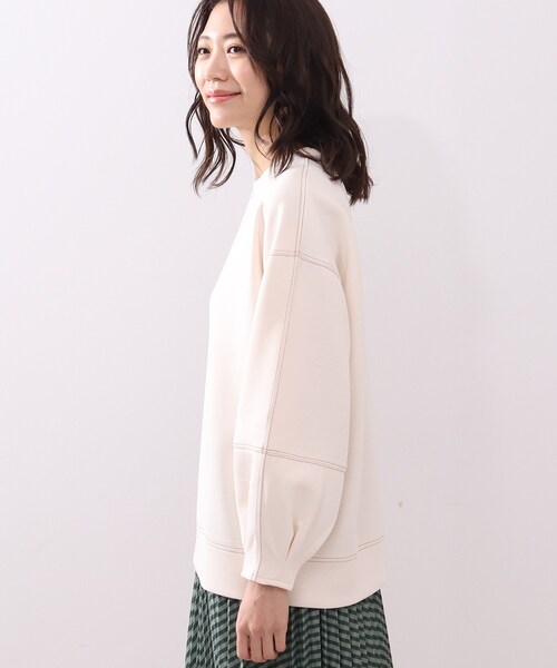 DRESKIP（ドレスキップ）の「◆もちさらダンボ－ル袖タック配色ステッチプルオーバー（Tシャツ/カットソー・レディース・ブラック/オフホワイト/サンドベージュ/レモンイエロー・02/03/04）」の6枚目の写真