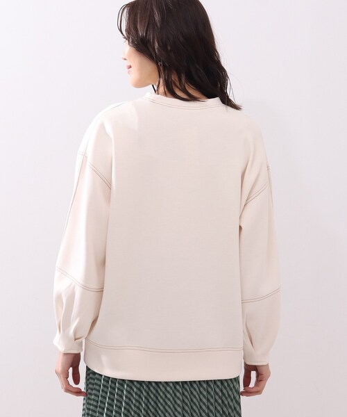 DRESKIP（ドレスキップ）の「◆もちさらダンボ－ル袖タック配色ステッチプルオーバー（Tシャツ/カットソー・レディース・ブラック/オフホワイト/サンドベージュ/レモンイエロー・02/03/04）」の7枚目の写真