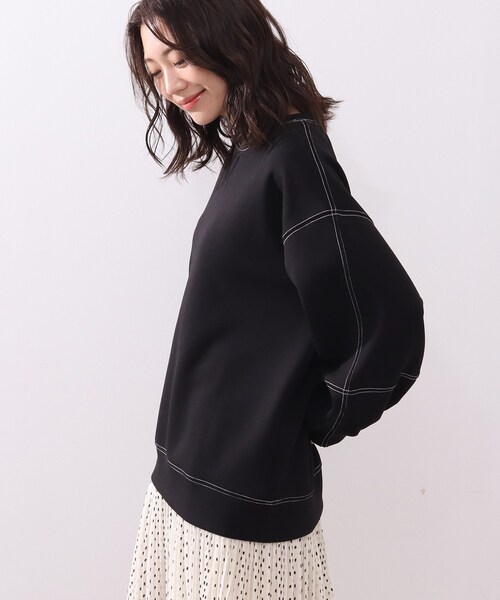 DRESKIP（ドレスキップ）の「◆もちさらダンボ－ル袖タック配色ステッチプルオーバー（Tシャツ/カットソー・レディース・ブラック/オフホワイト/サンドベージュ/レモンイエロー・02/03/04）」の11枚目の写真