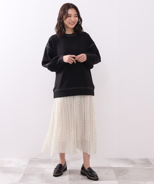 DRESKIP（ドレスキップ）の「◆もちさらダンボ－ル袖タック配色ステッチプルオーバー（Tシャツ/カットソー・レディース・ブラック/オフホワイト/サンドベージュ/レモンイエロー・02/03/04）」の13枚目の写真