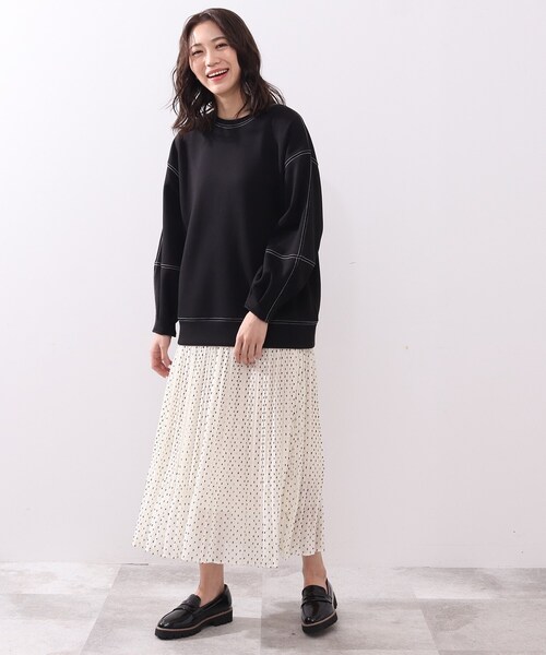 DRESKIP（ドレスキップ）の「◆もちさらダンボ－ル袖タック配色ステッチプルオーバー（Tシャツ/カットソー・レディース・ブラック/オフホワイト/サンドベージュ/レモンイエロー・02/03/04）」の14枚目の写真