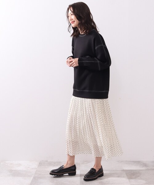 DRESKIP（ドレスキップ）の「◆もちさらダンボ－ル袖タック配色ステッチプルオーバー（Tシャツ/カットソー・レディース・ブラック/オフホワイト/サンドベージュ/レモンイエロー・02/03/04）」の15枚目の写真