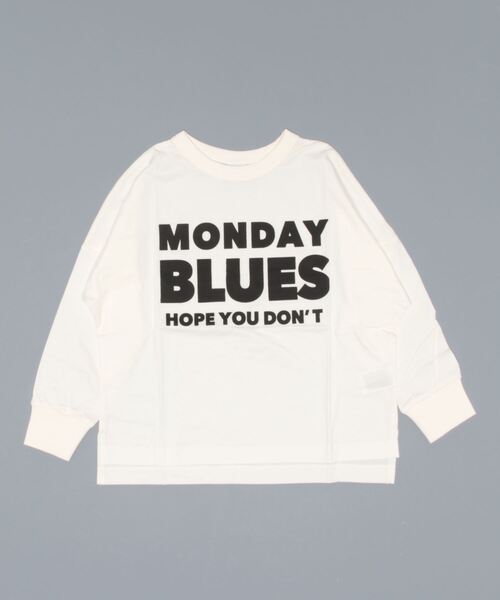 ALPHA LABEL(アルファーレーベル)の「MONDAY BLUES WIDE T-SHIRT(Tシャツ/カットソー・キッズ・ベージュ/ピンク/グリーン/オフホワイト/チャコールグレー・130/140/150/100/110/120)」の2枚目の写真
