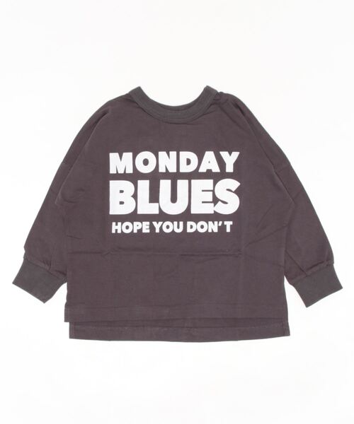 ALPHA LABEL(アルファーレーベル)の「MONDAY BLUES WIDE T-SHIRT(Tシャツ/カットソー・キッズ・ベージュ/ピンク/グリーン/オフホワイト/チャコールグレー・130/140/150/100/110/120)」の3枚目の写真