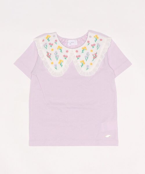 Will Mery（ウイルメリィ）の「天竺ビック衿Ｔシャツ（Tシャツ/カットソー・キッズ・ライトピンク/ラベンダー/スミクロ・100/110/120/130/90/80/95）」の2枚目の写真