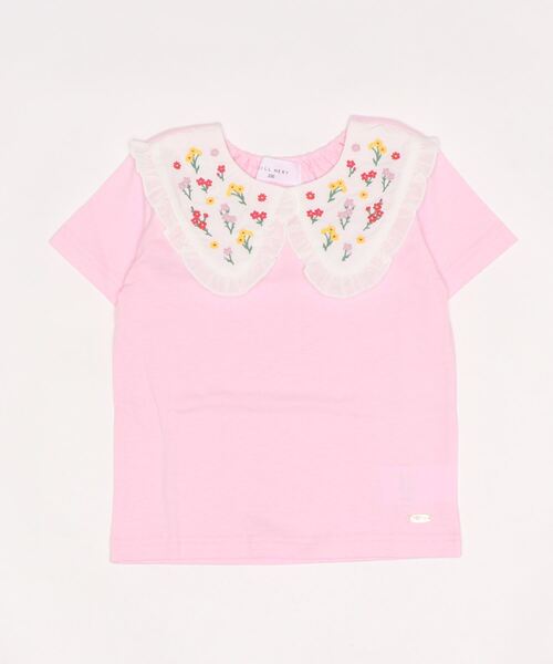 Will Mery（ウイルメリィ）の「天竺ビック衿Ｔシャツ（Tシャツ/カットソー・キッズ・ライトピンク/ラベンダー/スミクロ・100/110/120/130/90/80/95）」の9枚目の写真