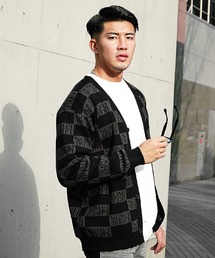 SOMEDIFF | 総柄 ジャガード ロゴ カーディガン(カーディガン/ボレロ)