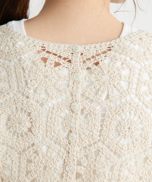 PUAL CE CIN(ピュアルセシン)の「太糸レース編み2WAYロングスリーブチュニック(シャツ/ブラウス・レディース・ホワイト/チャコール/キナリ・FREE)」の7枚目の写真