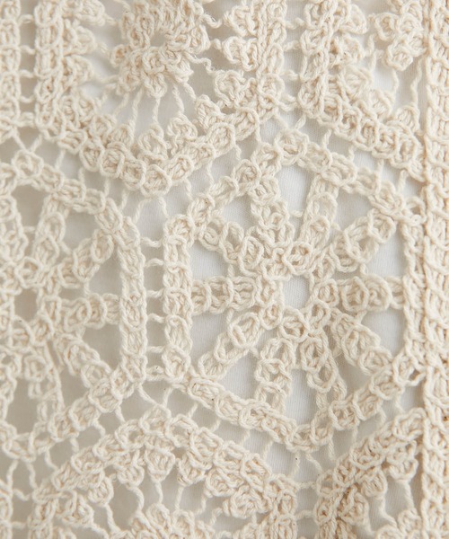 PUAL CE CIN(ピュアルセシン)の「太糸レース編み2WAYロングスリーブチュニック(シャツ/ブラウス・レディース・ホワイト/チャコール/キナリ・FREE)」の12枚目の写真