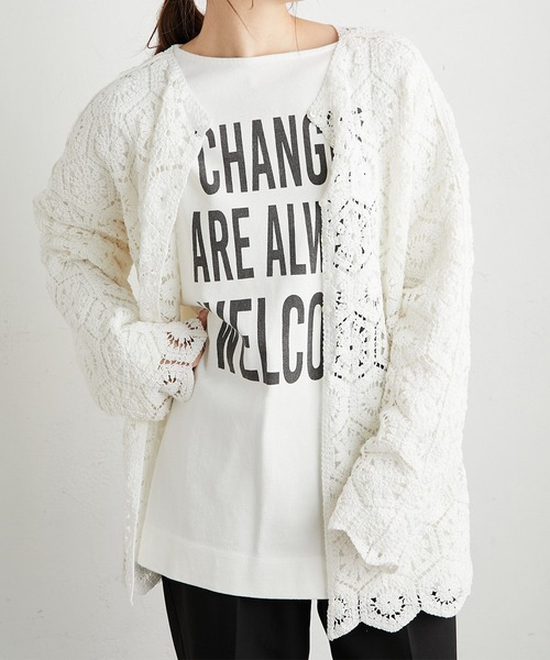 PUAL CE CIN(ピュアルセシン)の「太糸レース編み2WAYロングスリーブチュニック(シャツ/ブラウス・レディース・ホワイト/チャコール/キナリ・FREE)」の15枚目の写真
