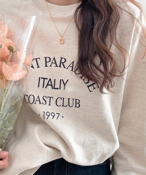 Dalfwin(ダールフィン)の「韓国ファッションSAINTプリント長袖スウェットトレーナー(スウェット・レディース・オートミール/ネイビー/ベージュ系その他2/ブルー系その他2・FREE)」の6枚目の写真