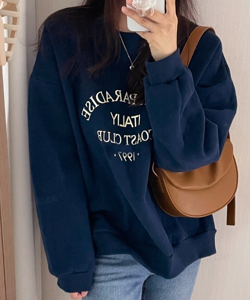 Dalfwin(ダールフィン)の「韓国ファッションSAINTプリント長袖スウェットトレーナー(スウェット・レディース・オートミール/ネイビー/ベージュ系その他2/ブルー系その他2・FREE)」の13枚目の写真