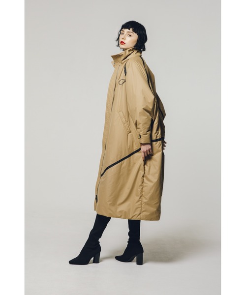 【led.tokyo】ダイアゴナルライン ナイロン ロングコート led.tokyo】ダイアゴナルラインナイロンロングコート