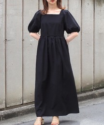 スクエアネックシャーリングワンピース