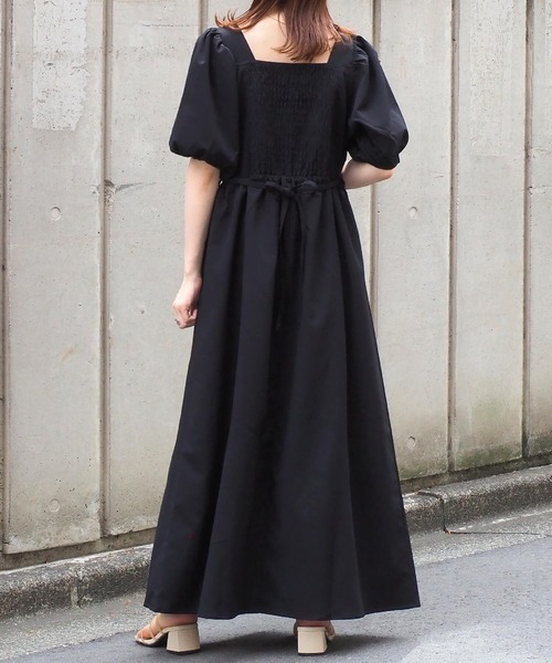 スーパービューティー♡ 新作♡Parisプリント　スクエアネックワンピース 7a1005b72994433018b2ac60bcb7c3