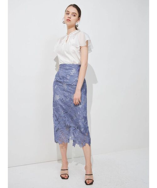 MERCURYDUO(マーキュリーデュオ)の「リーフ柄ケミカルレースタイトスカート(スカート・レディース・ダークブラウン/ブルー/アイボリー/ピンク・SMALL/MEDIUM)」の21枚目の写真