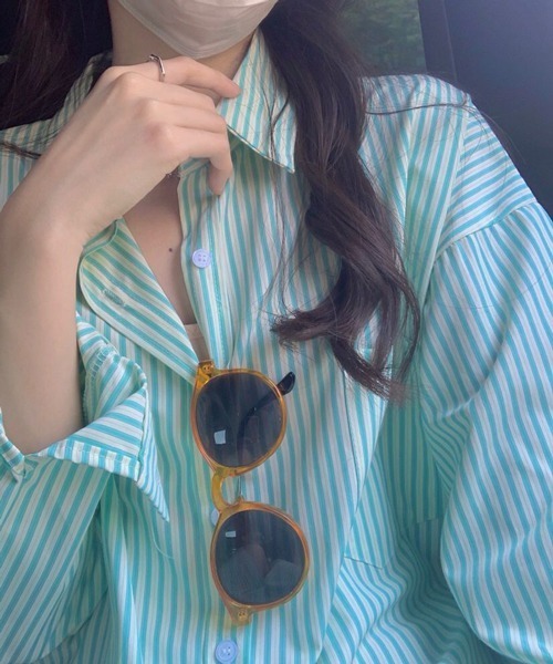 HALEY PESCA（ヘーリーペスカ）の「HALEY PESCA/ストライプカジュアルシャツ（シャツ/ブラウス・レディース・ホワイト/グリーン/ピンク・FREE）」の10枚目の写真