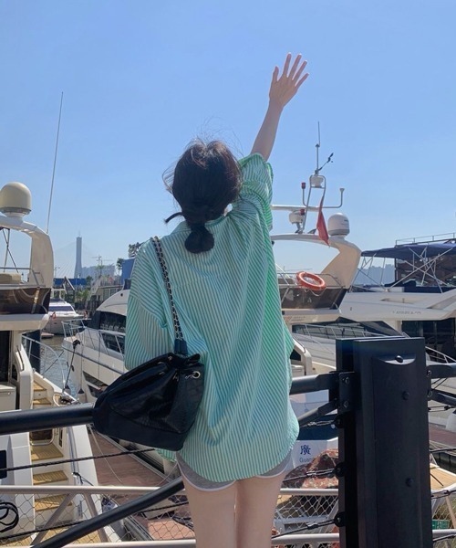 HALEY PESCA（ヘーリーペスカ）の「HALEY PESCA/ストライプカジュアルシャツ（シャツ/ブラウス・レディース・ホワイト/グリーン/ピンク・FREE）」の11枚目の写真