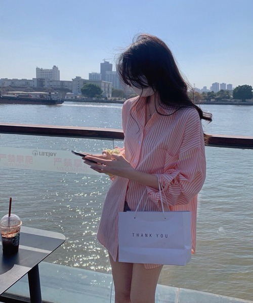 HALEY PESCA（ヘーリーペスカ）の「HALEY PESCA/ストライプカジュアルシャツ（シャツ/ブラウス・レディース・ホワイト/グリーン/ピンク・FREE）」の16枚目の写真