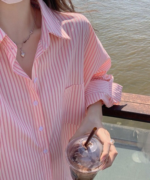 HALEY PESCA（ヘーリーペスカ）の「HALEY PESCA/ストライプカジュアルシャツ（シャツ/ブラウス・レディース・ホワイト/グリーン/ピンク・FREE）」の17枚目の写真