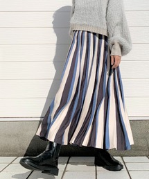Q | マルチストライプニットスカート(スカート)