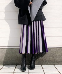 Q | マルチストライプニットスカート(スカート)