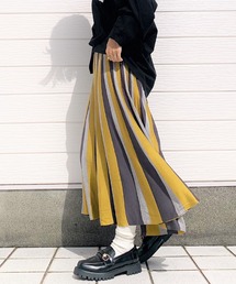 Q | マルチストライプニットスカート(スカート)