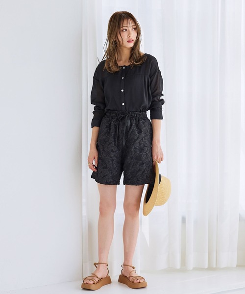 KOBE LETTUCE（コウベレタス）の「ふくれジャガードショートパンツ（その他パンツ・レディース・ブラック/オフホワイト・FREE）」の8枚目の写真