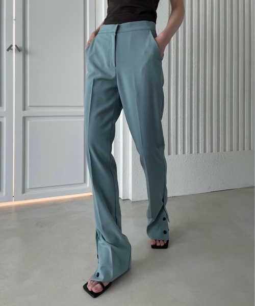 Didot.showroom（ディドット ショールーム）の「サイドボタンフレアスラックス（スラックス・レディース・ブラック/ミント・S/M）」の3枚目の写真