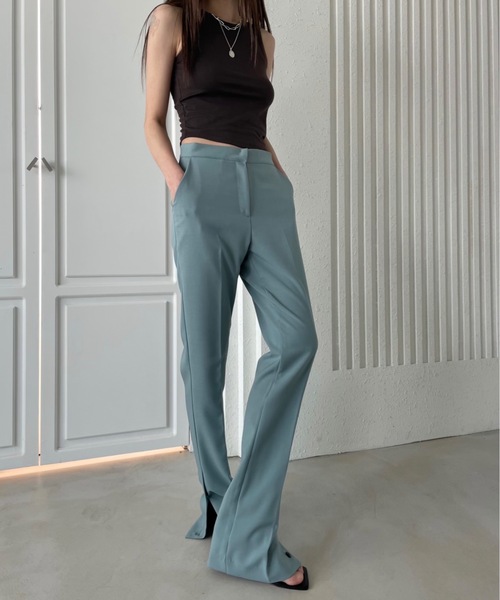 Didot.showroom（ディドット ショールーム）の「サイドボタンフレアスラックス（スラックス・レディース・ブラック/ミント・S/M）」の5枚目の写真